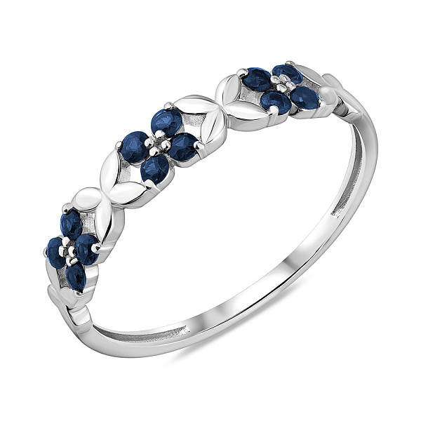 Каблучка з білого золота з сапфірами (арт. 141292/1Пбс) – зображення 1