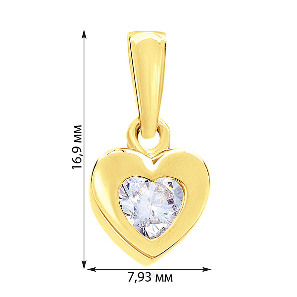 Золота підвіска Серце з фіанітом (арт. 440298ж) – зображення 2