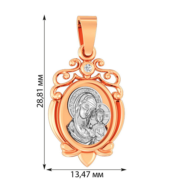 Золотая ладанка иконка Божья Матерь «Казанская» (арт. 440500) – изображение 2