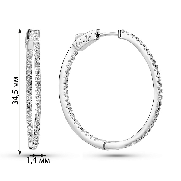 Серебряные серьги с дорожкой фианитов (арт. 7502/2809/35) – изображение 2