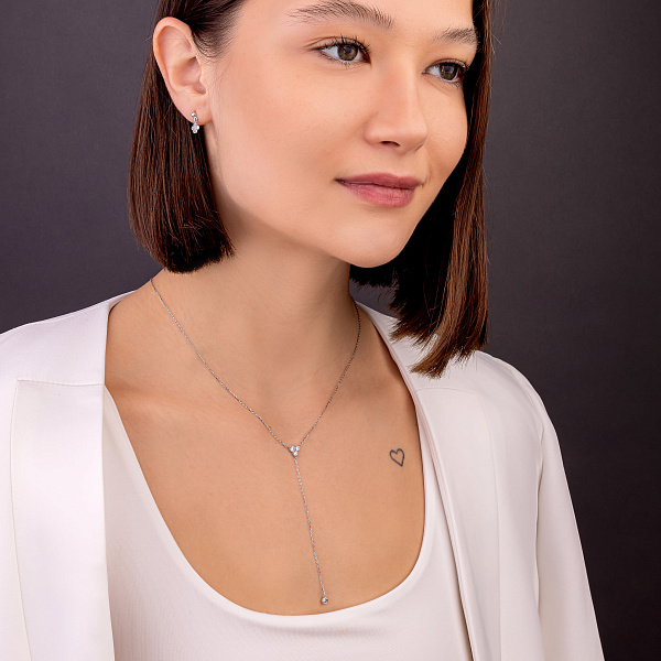 Кольє-краватка з білого золота з діамантами (арт. Ц341282030/8б) – зображення 4