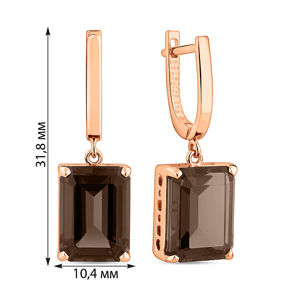 Золотые серьги-подвески с кварцем (арт. 103093Кд) – изображение 2