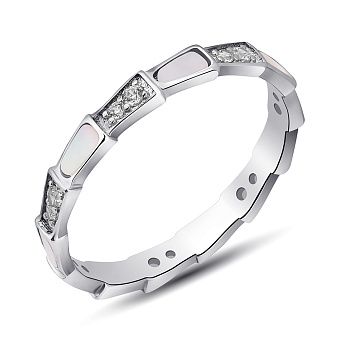 Серебряное кольцо с перламутром и фианитами (арт. 7501/8112п)