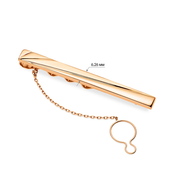 Золотий затискач для краватки в червоному кольорі металу (арт. 200041) – зображення 2