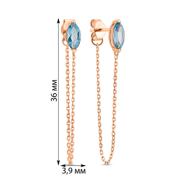 Пусеты золотые с топазом (арт. 110094Птг) – изображение 4