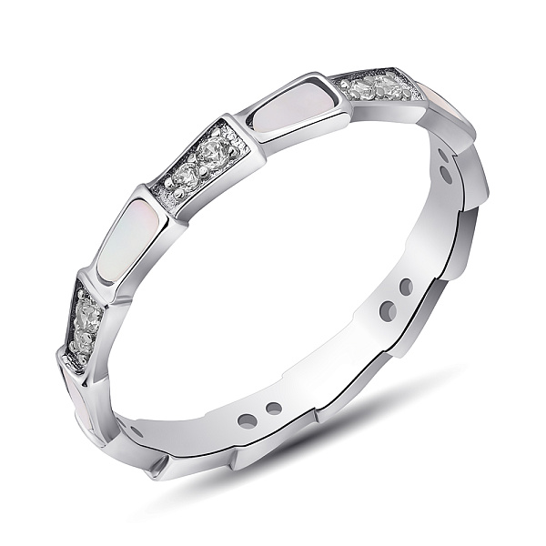 Серебряное кольцо с перламутром и фианитами (арт. 7501/8112п) – изображение 1