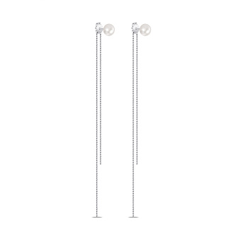 Длинные серьги из серебра с жемчугом (арт. 7518/6482жб)