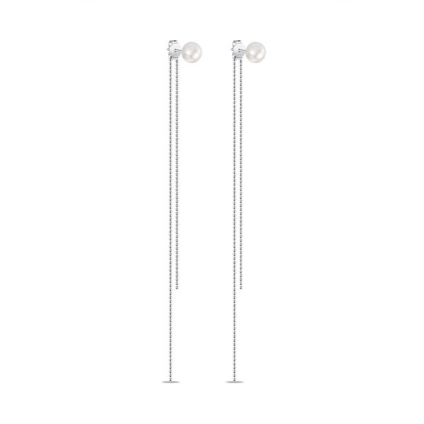 Довгі сережки зі срібла з перлинами (арт. 7518/6482жб) – зображення 1