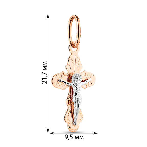 Хрестик з червоного золота з розп'яттям (арт. 517301) – зображення 6