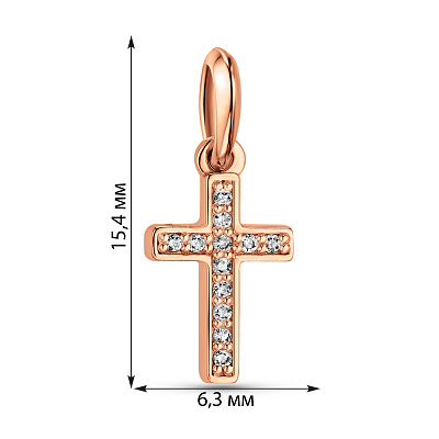Крестик из красного золота с бриллиантами  (арт. 3102088201)