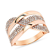 Золотое кольцо с дорожками из фианитов (арт. 155035)