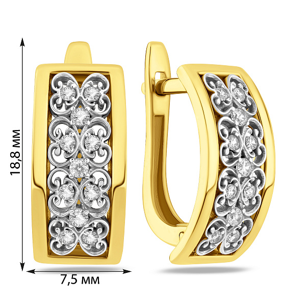Серьги из желтого золота с фианитами (арт. 112900ж) – изображение 5