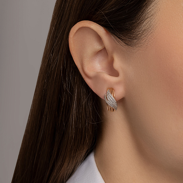 Золоті сережки з фіанітами (арт. 110372) – зображення 2