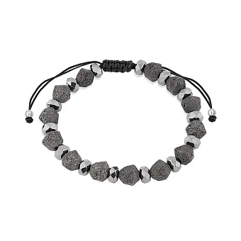 Браслет з шовковою ниткою і гематитом  (арт. 7309/280чгмтбрю)