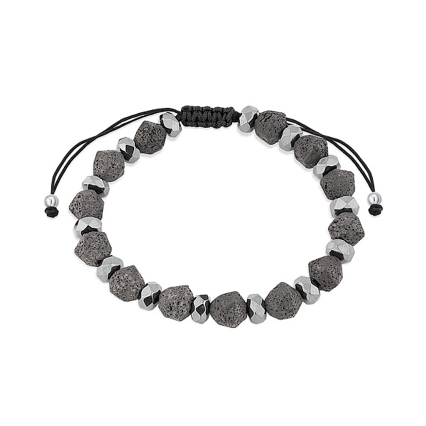 Браслет з шовковою ниткою і гематитом  (арт. 7309/280чгмтбрю) – зображення 1
