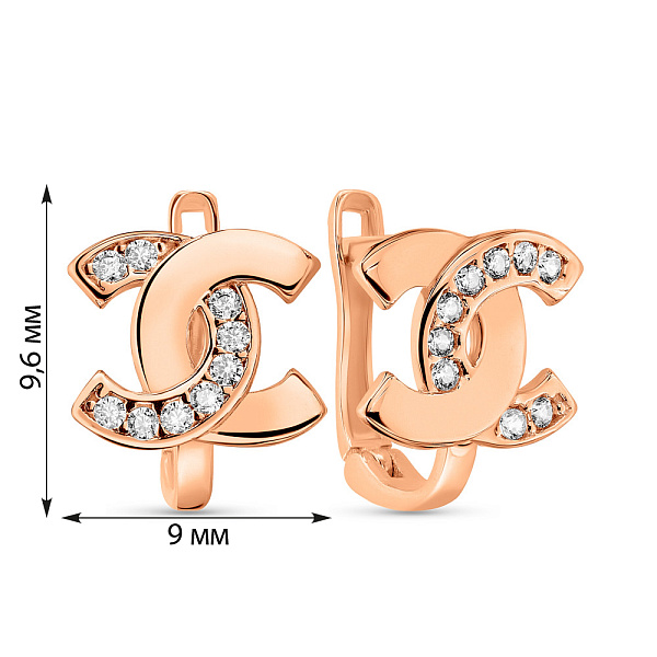 Серьги из красного золота с фианитами (арт. 105809) – изображение 2