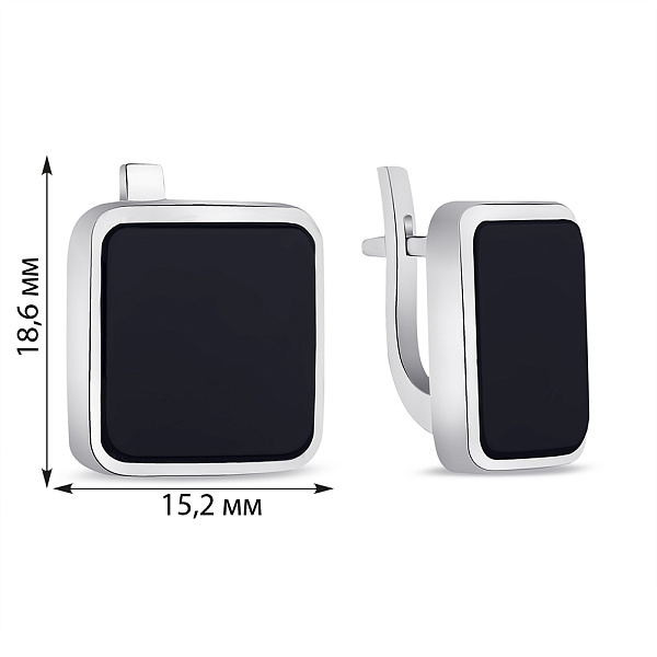 Срібні сережки з оніксом (арт. 7502/0977осю) – зображення 2