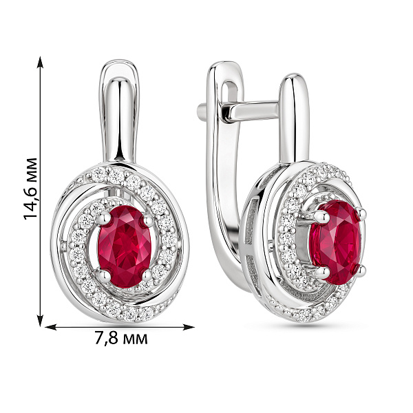 Серебряные серьги с рубином и фианитами (арт. 7502/10602Р) – изображение 2