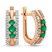 Золотые серьги с изумрудом и бриллиантами (арт. С011040и)