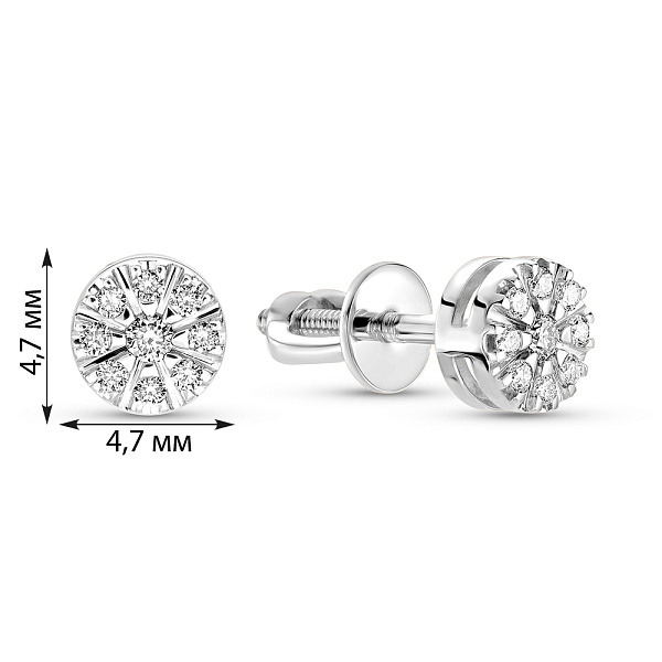 Серьги-пусеты из белого золота с бриллиантами (арт. Т011284010б) – изображение 4