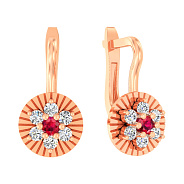 Детские золотые серьги с белыми и красными фианитами (арт. 110510к)