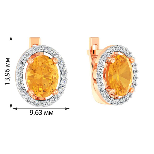 Сережки из золота с цитрином и фианитами (арт. 111153Пц) – изображение 2