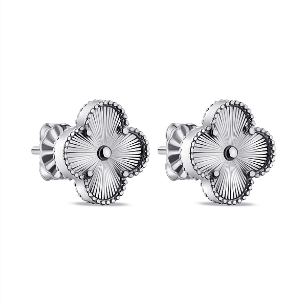 Серебряные серьги Клевер без камней (арт. 7518/6653/15) – изображение 1