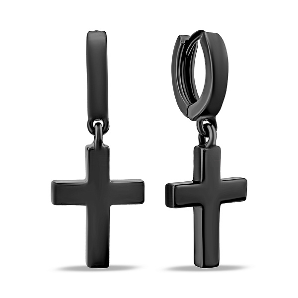 Серебряные серьги Крестик без камней (арт. 7502/4705/9ч) – изображение 1