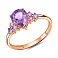 Кольцо из красного золота с аметистом и фианитами (арт. 141119Па) – изображение 1