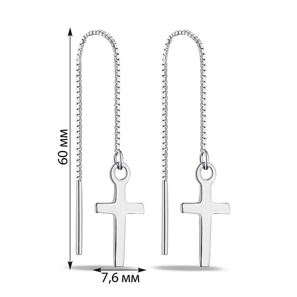 Серебряные сережки-протяжки Крестики (арт. 7502/9623) – изображение 2