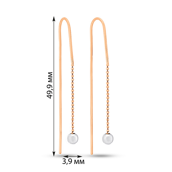 Золотые серьги-протяжки (арт. 106210кб) – изображение 2
