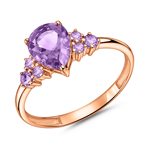 Кольцо из красного золота с аметистом и фианитами (арт. 141119Па) – изображение 1