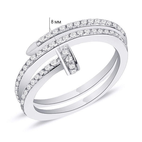 Серебряное кольцо в форме гвоздя с фианитами (арт. 7501/6061) – изображение 2