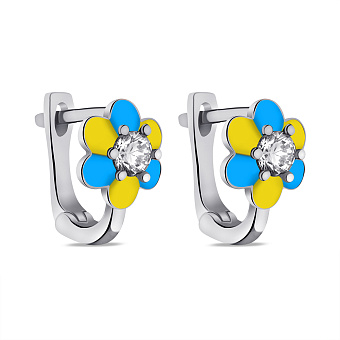 Фото Серебряные детские серьги с эмалью (арт. 7502/2889егж)