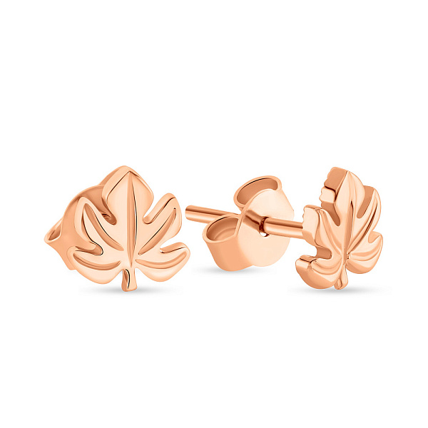 Золотые серьги-гвоздики "Тропические листья" (арт. 108908) – изображение 1