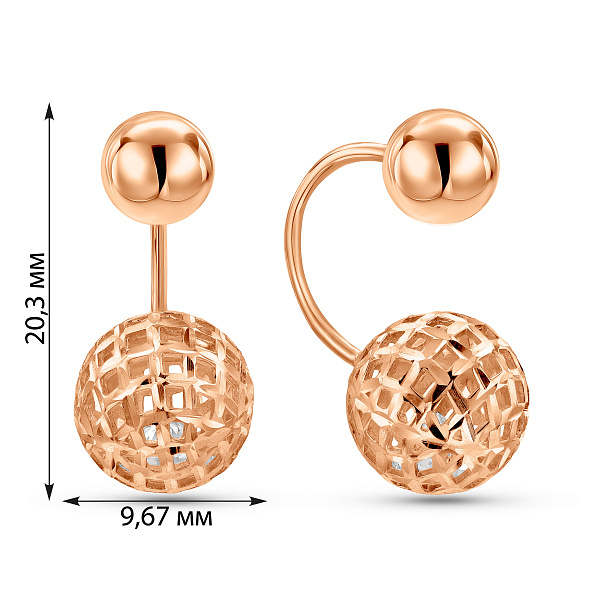 Золоті сережки-джекети з фіанітами (арт. 1101248а) – зображення 2