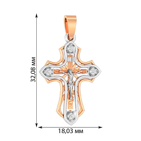 Золотой нательный крестик с распятием и фианитами (арт. 501648) – изображение 2