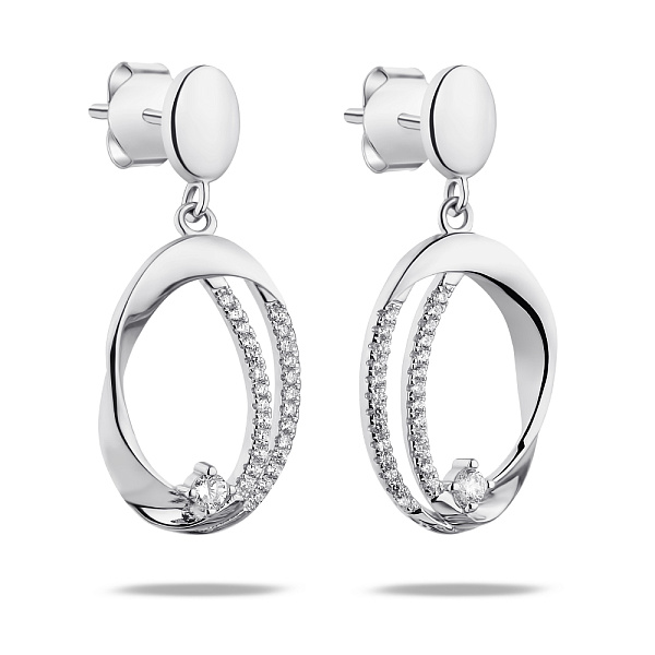 Серебряные серьги с подвеской и фианитами (арт. 7518/6294) – изображение 1