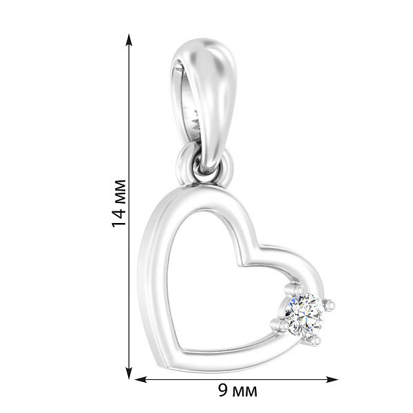 Золотий кулон Серце з діамантом (арт. П011148б) – зображення 2