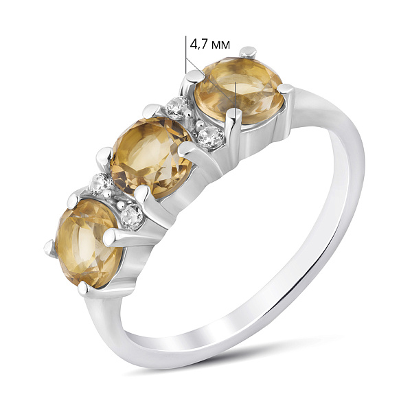 Серебряное кольцо с цитрином и фианитами (арт. 7501/2193517цтр) – изображение 2