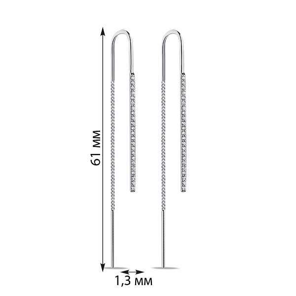 Довгі сережки-протяжки зі срібла з фіанітами (арт. 7502/С2Ф/1584) – зображення 2
