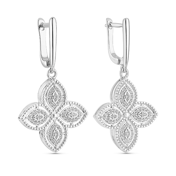 Серебряные серьги Цветок с россыпью фианитов (арт. 7502/100100/20) – изображение 1