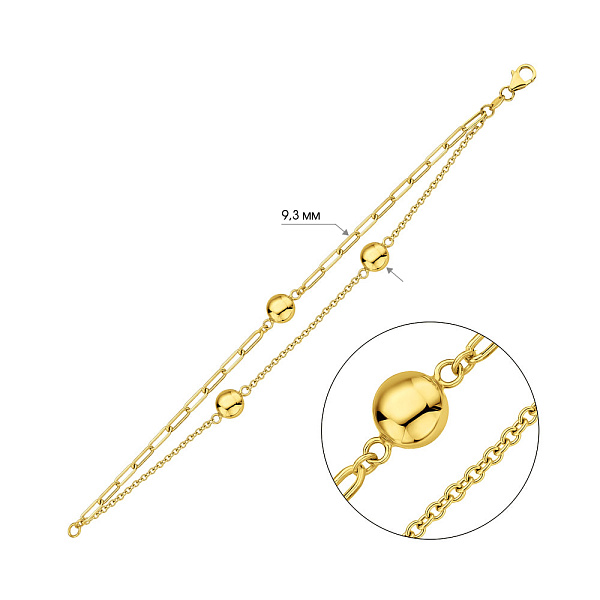 Золотой браслет с шариками (арт. 3261108ж) – изображение 4