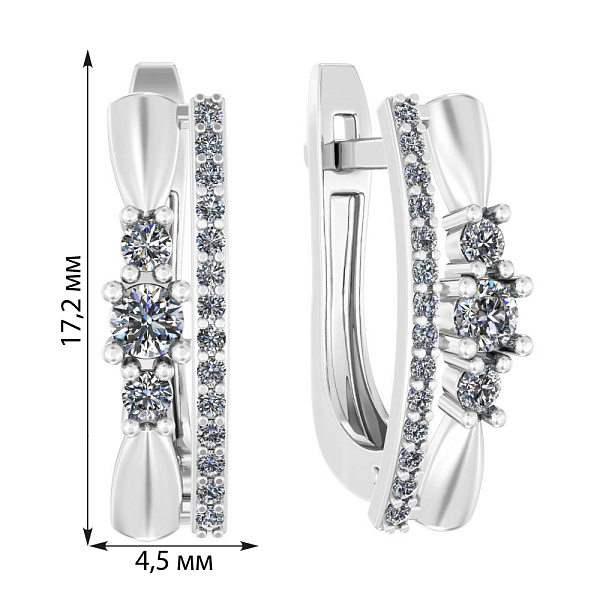 Сережки з білого золота з діамантами (арт. С011487030б) – зображення 2