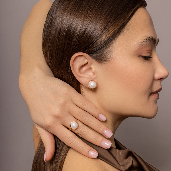 Золотое кольцо с жемчугом (арт. 145900) – изображение 7