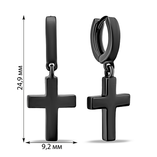 Серебряные серьги Крестик без камней (арт. 7502/4705/9ч) – изображение 2