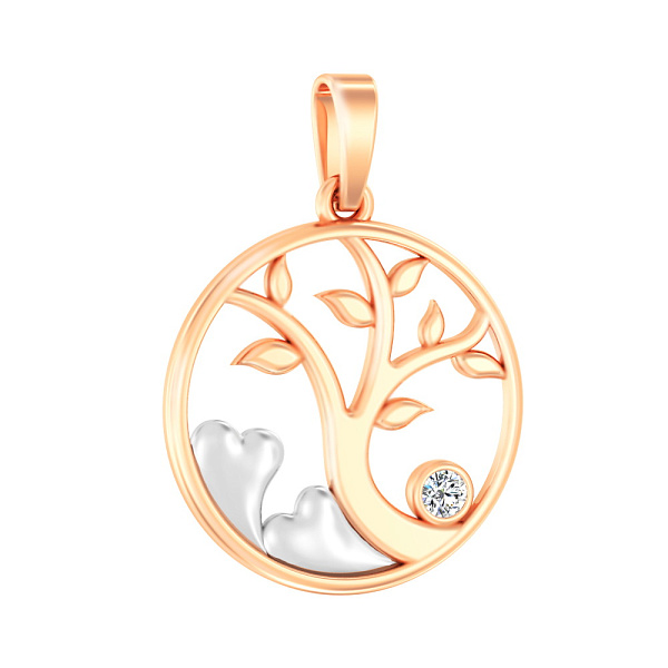 Подвеска из красного золота с фианитом (арт. 440584) – изображение 1