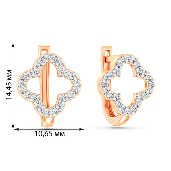 Серьги из красного золота с фианитами (арт. 111210) – изображение 2