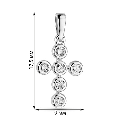 Хрестик з білого золота з діамантами (арт. П341472015б)