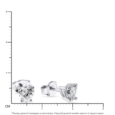 Срібні сережки пусети «Серденька» з фіанітами (арт. 7518/5382)